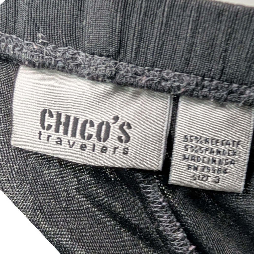 Chicos Travelers Black Velvet Wide Leg Lounge Pants Size 3 (16/18) - Picture 4 of 4